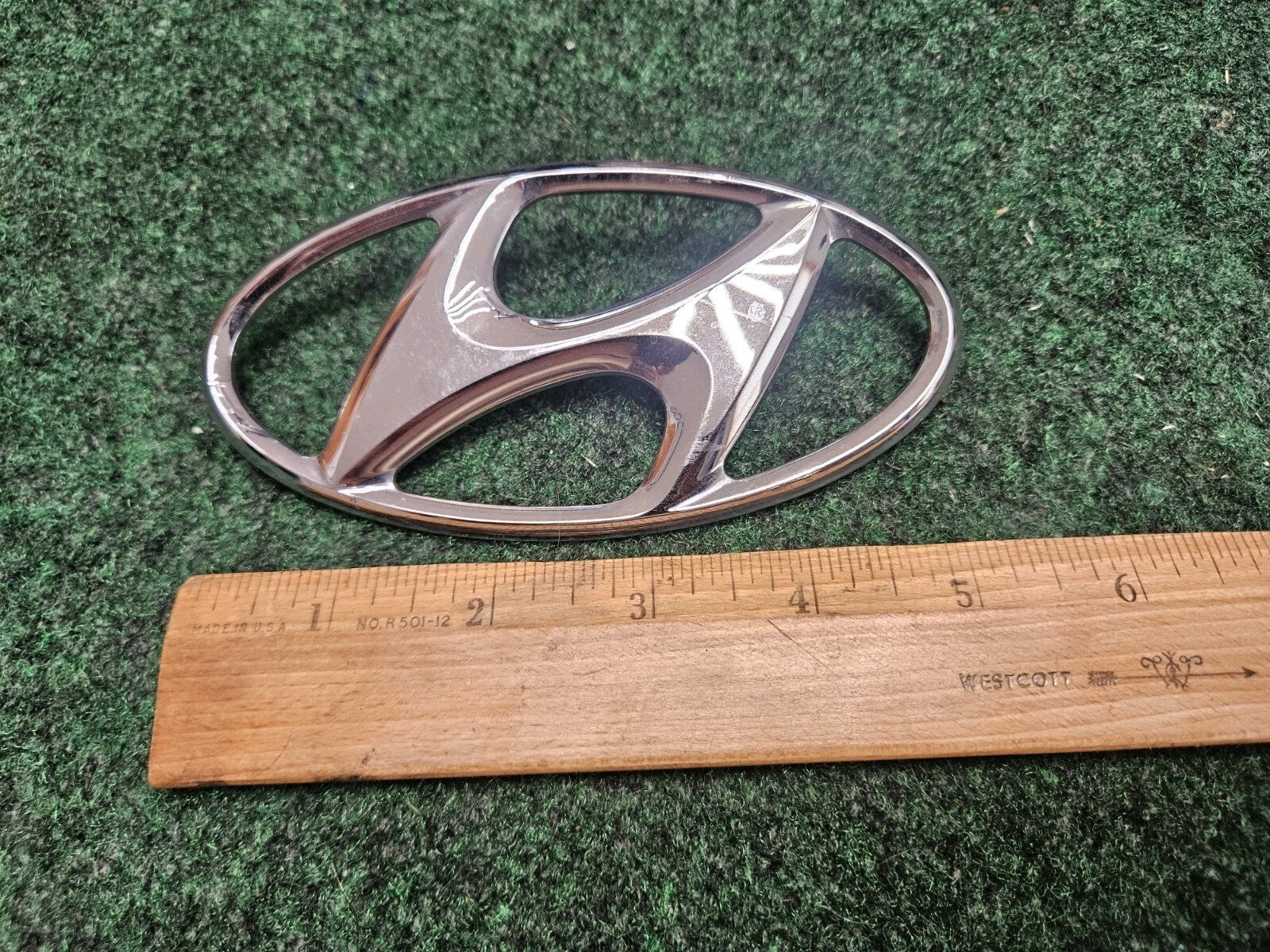 Hyundai Emblem Logo Symbol Badge Chrome OEM Nameplate Name Plate ~5.2" 5M3