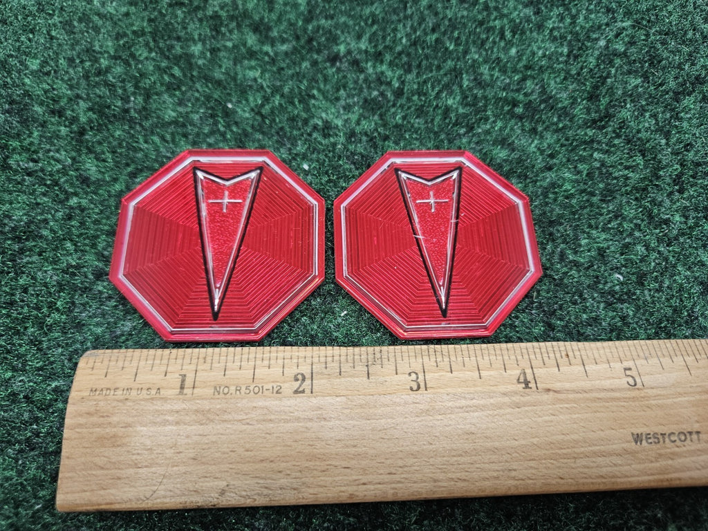 (2) Pontiac OEM 1970's 1980's NOS Wheel Rim Insert Emblem Badge Logo Name 527078
