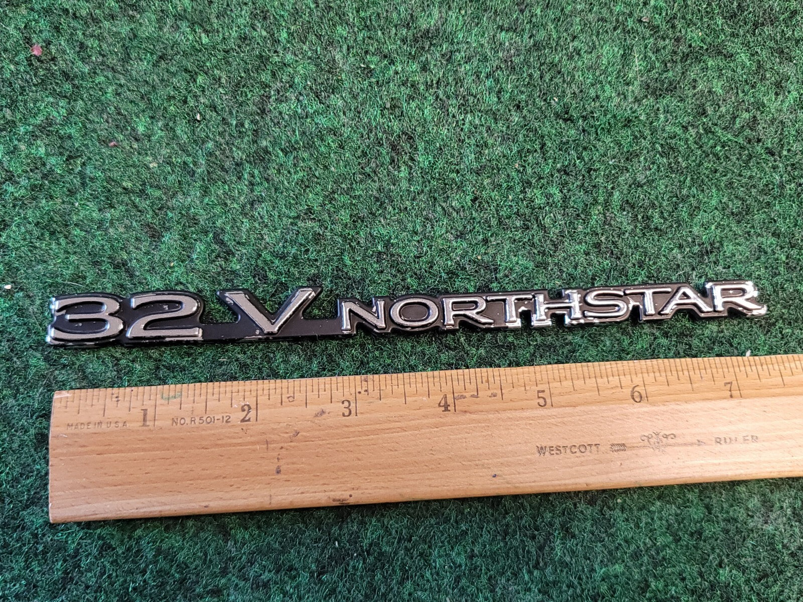 Cadillac "32 V Northstar" Chrome/Black Emblem Badge Logo Symbol Sign OEM 1M6