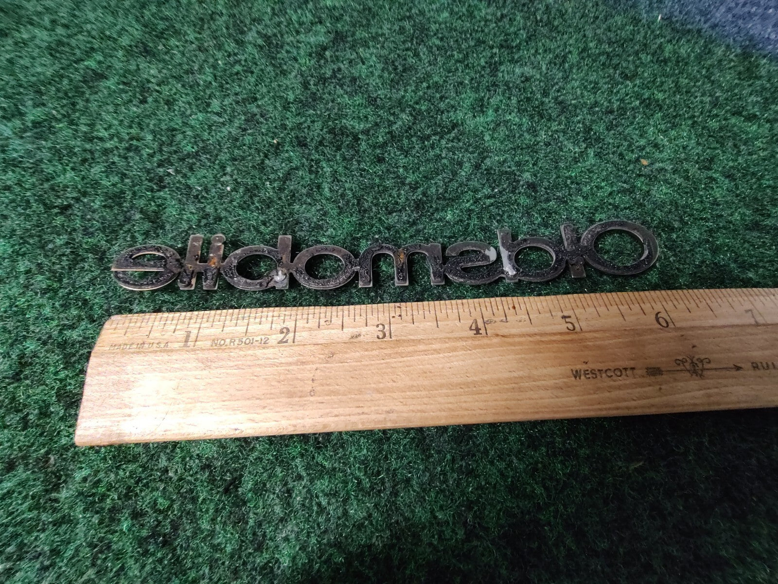 Oldsmobile OEM Chrome Emblem Badge Logo Nameplate Name Plate 6" Gold Bronze 6S6