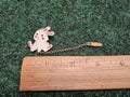 Bunny Rabbit and Dangling Carrot Charm Lapel Pin Attached with Chain
