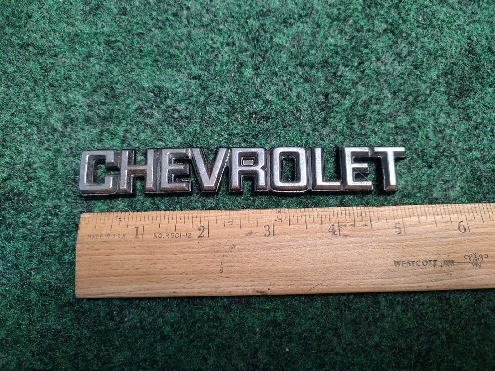 Vintage Chevrolet OEM Chrome Emblem Badge Script Trim Nameplate Classic Car 2S4