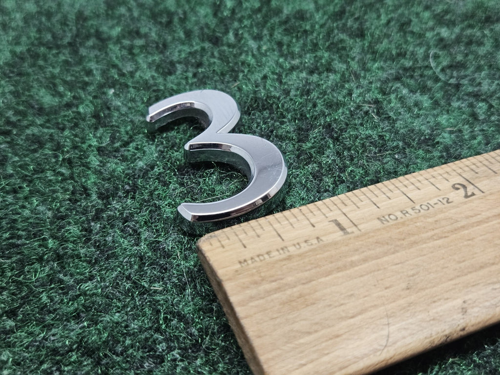 OEM "3" Chrome Individual Number Lettering Emblem Badge Logo 3D Nameplate 3 7S7