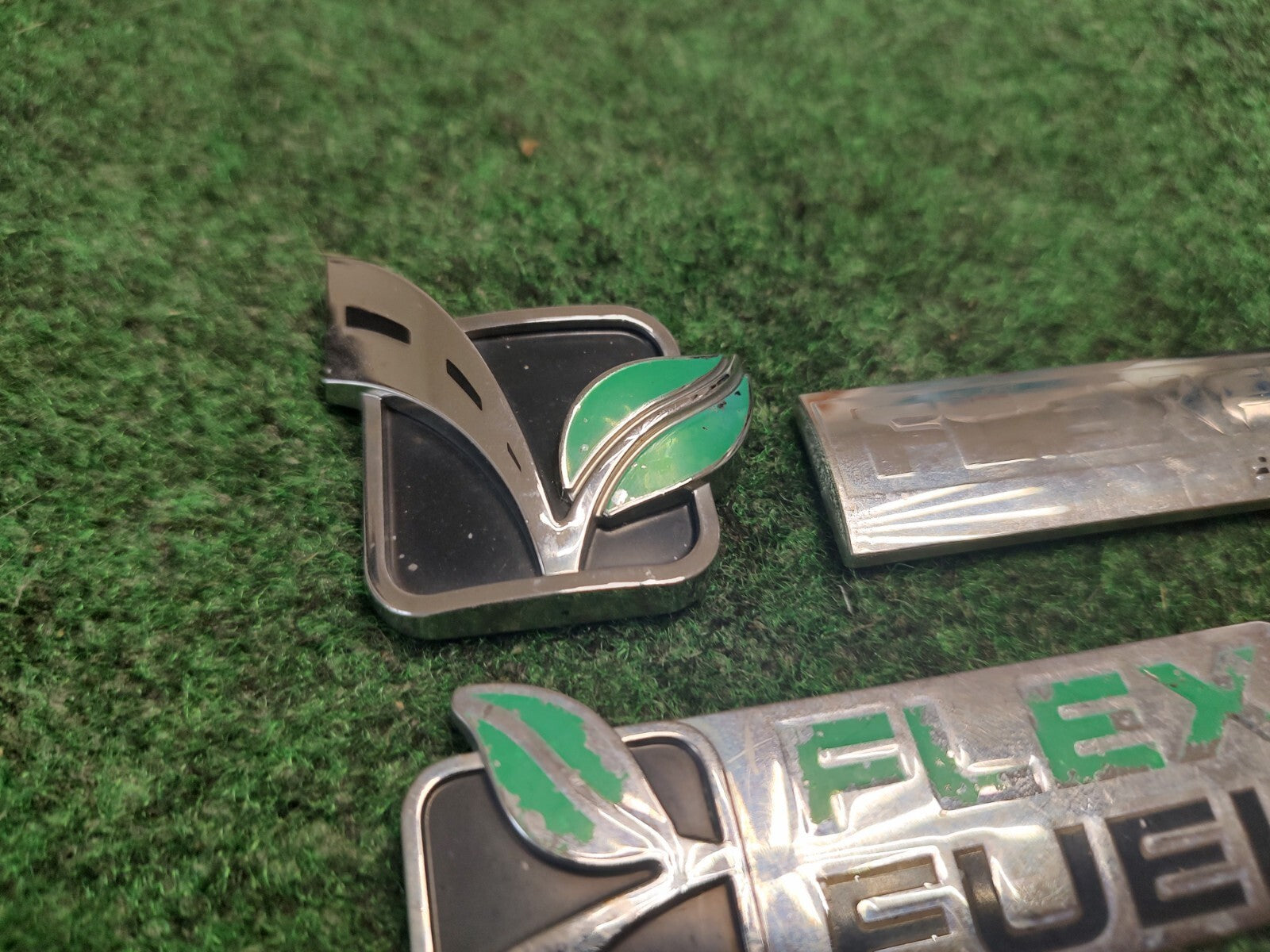 (3) Ford Rear Gate Chrome Flex Fuel Emblem Badge Logo Leaf Name Plate 4S3