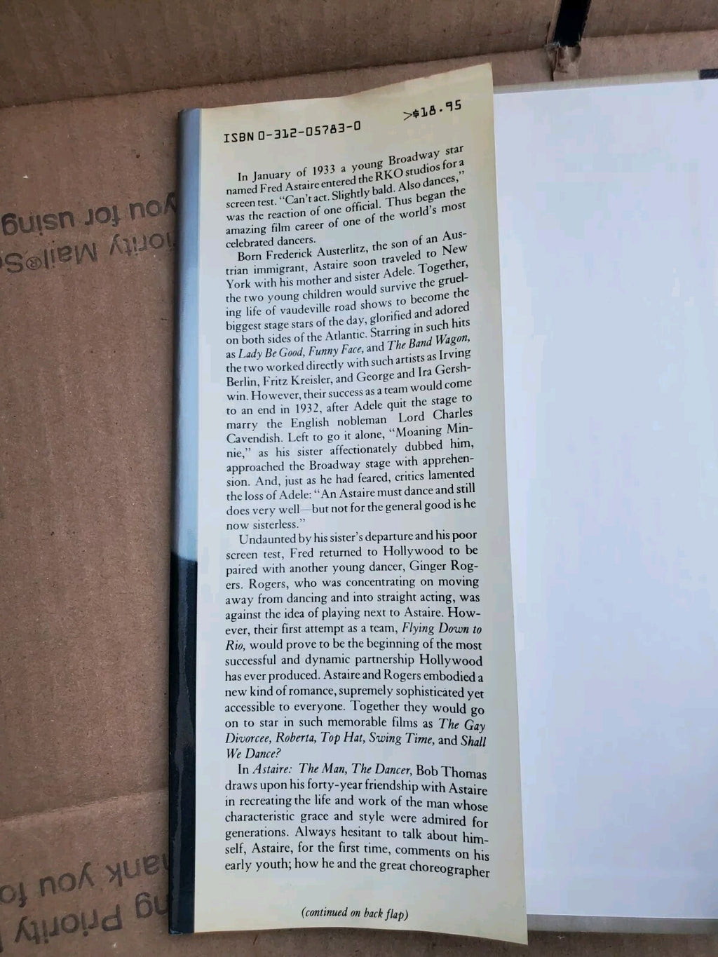 ASTAIRE, THE MAN, THE DANCER, BIOGRAPHY,1ST, 1984 Hardcover B2