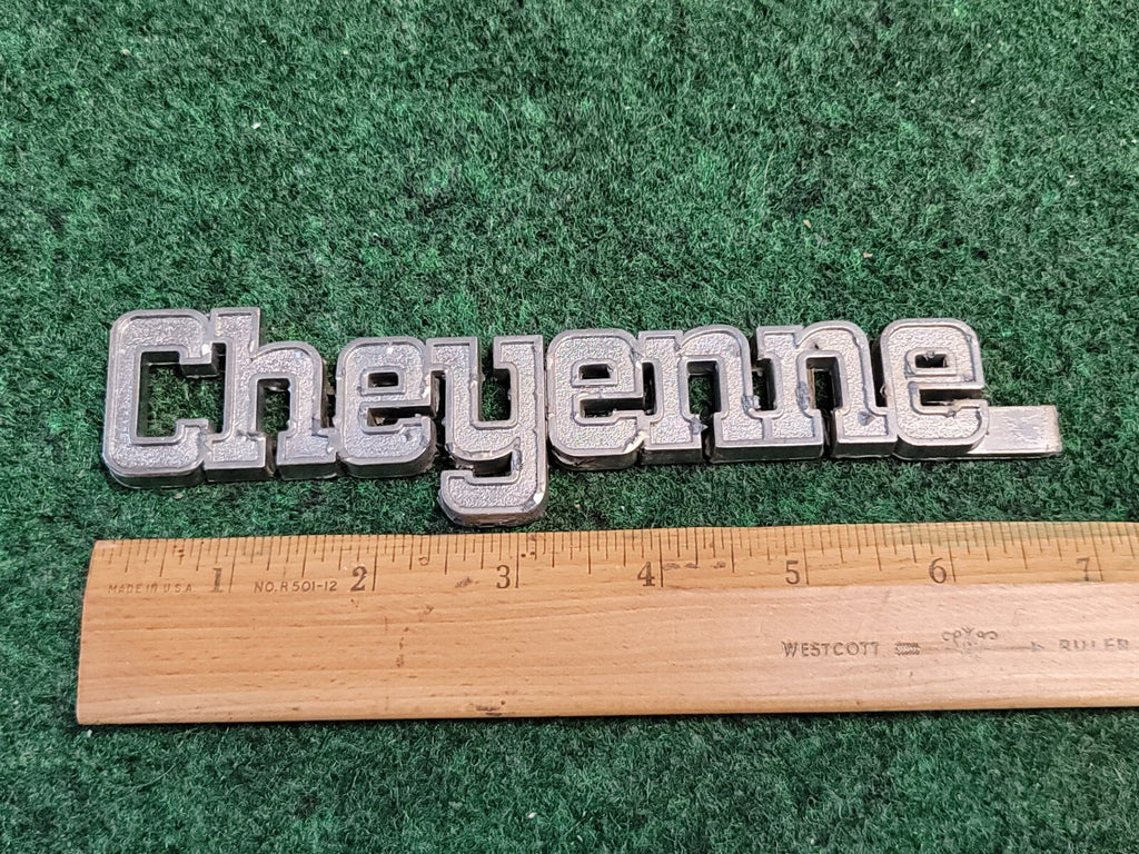 1973-1980 Chevrolet Pick Up Fender Emblem Cheyenne 349687 Metal Replacement 7L1