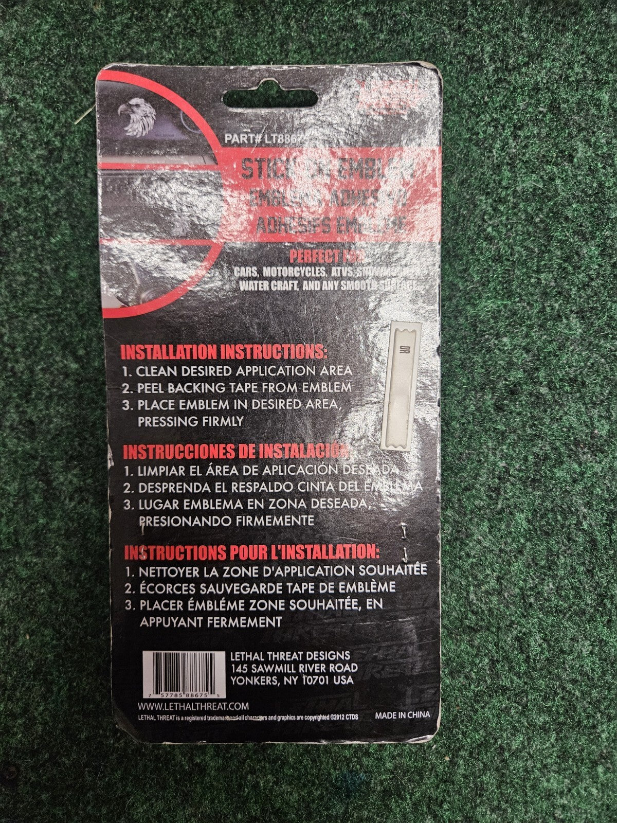 Lethal Threat Stick-On Emblem Eagle 3D Auto  LT88675 7S7