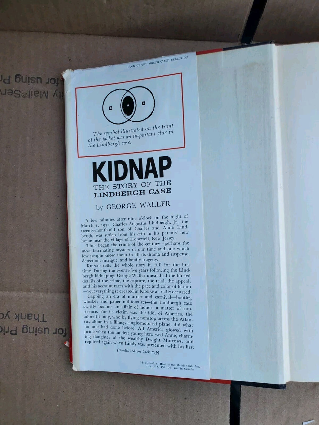 Kidnap by George Waller ~ The Story of the Lindbergh Case 1961 Hardcover Book B2