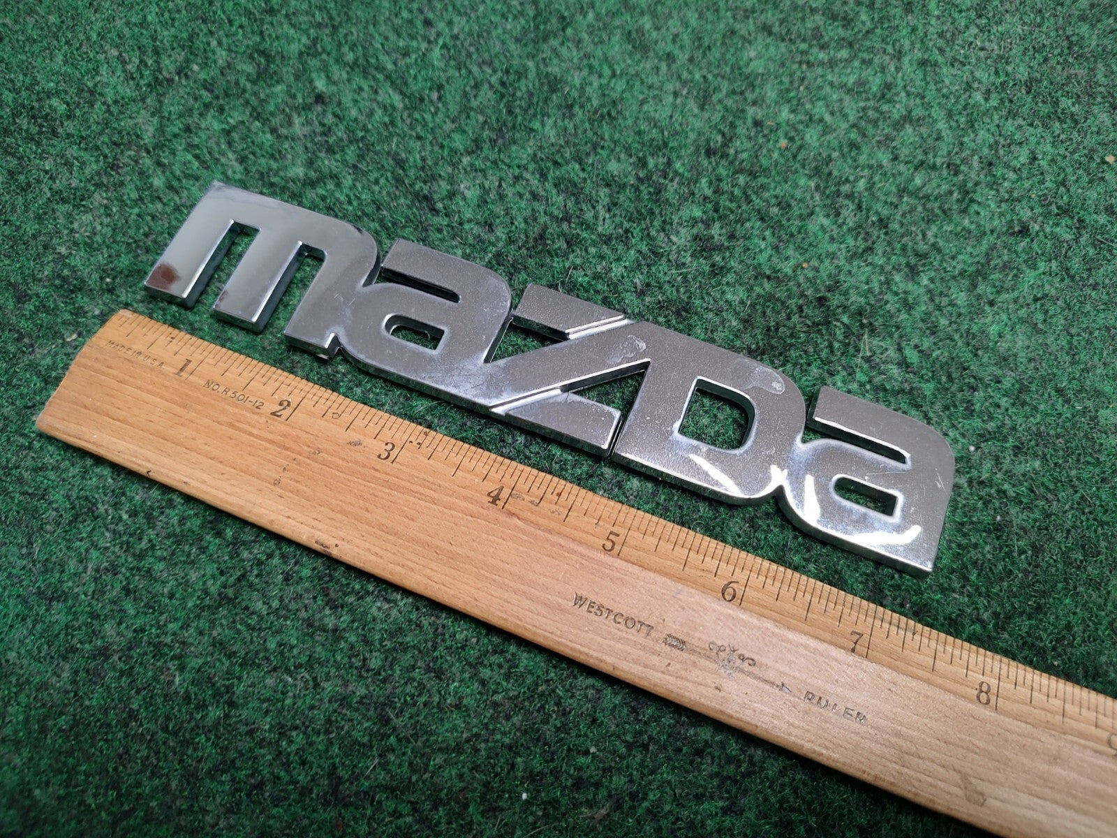 Mazda OEM Chrome Emblem Badge Logo Nameplate Name Plate ~7.25 Inches 4S4