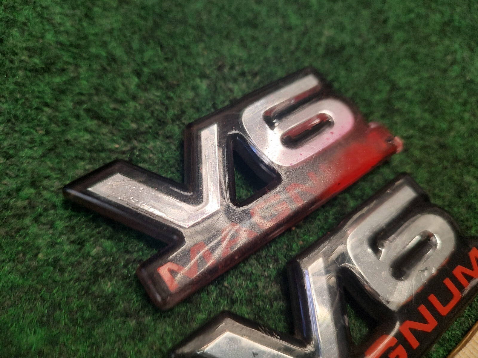 (2) Dodge V6 Magnum Badge Emblem Name Plate Logo OEM 4S9