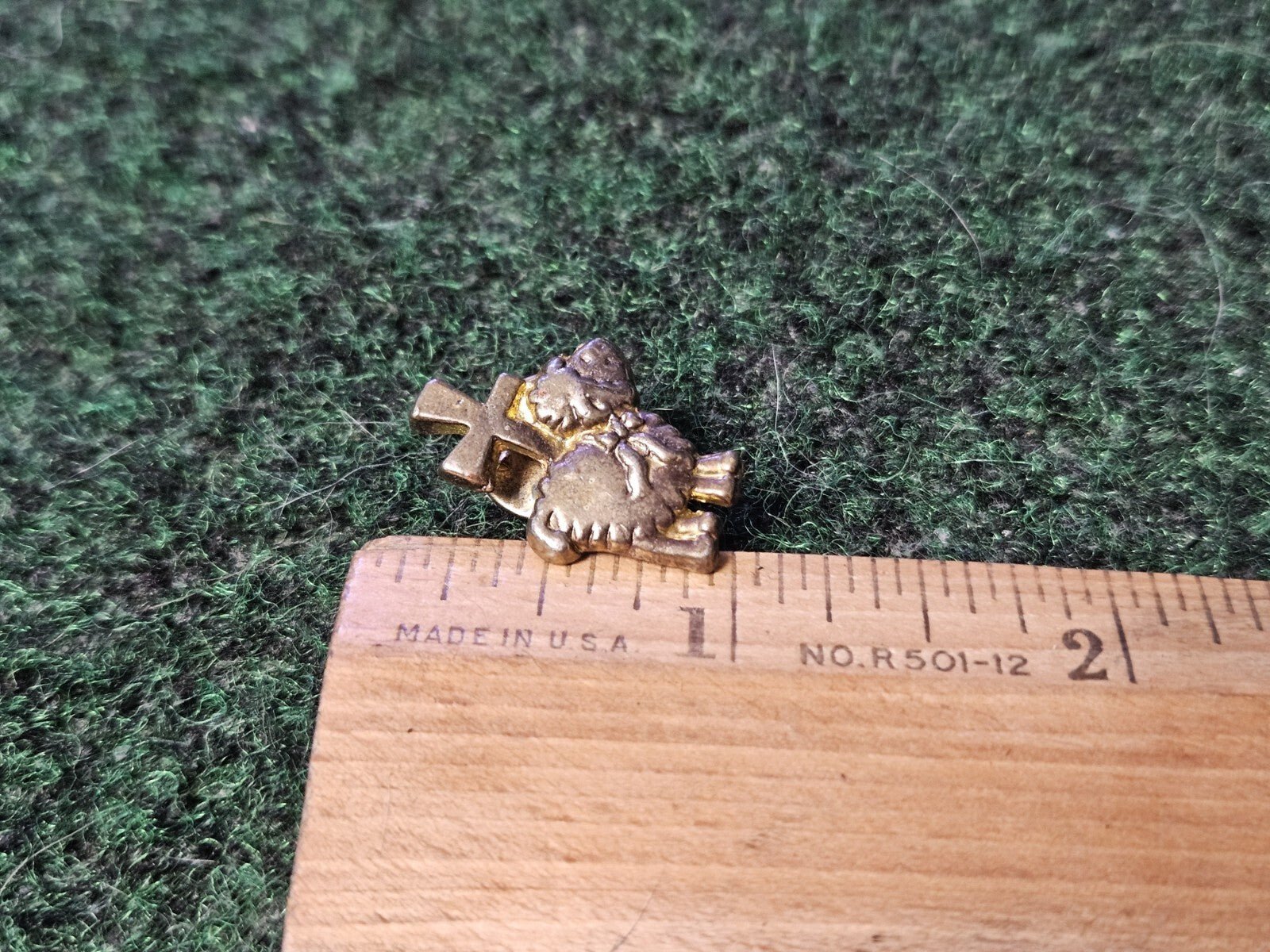 Goldtone Lamb Cross Easter Tac Lapel Pin