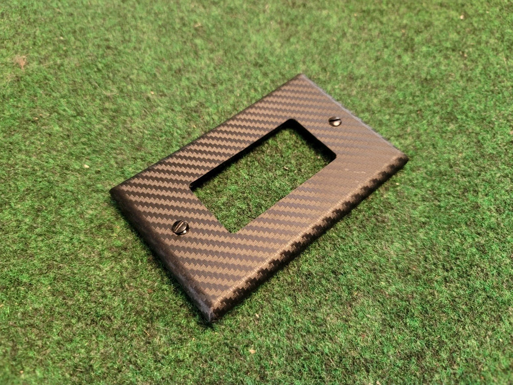 BLACK 3D CARBON FIBER VINYL LAYER Light Switch Plate Cover Wallplate 9L6