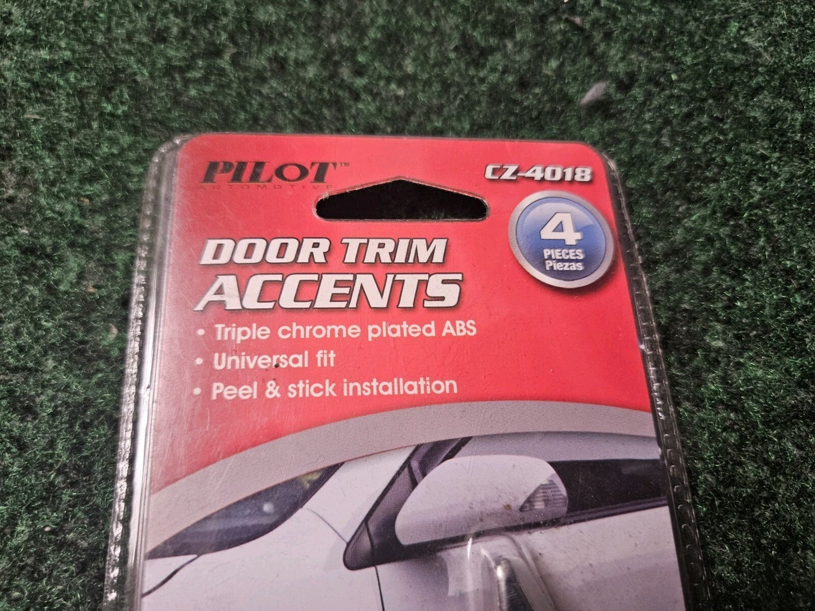 Pilot CZ-4018 Automotive 4 pc Door Trim Accents Universal Fit Black & Chrome 2L3
